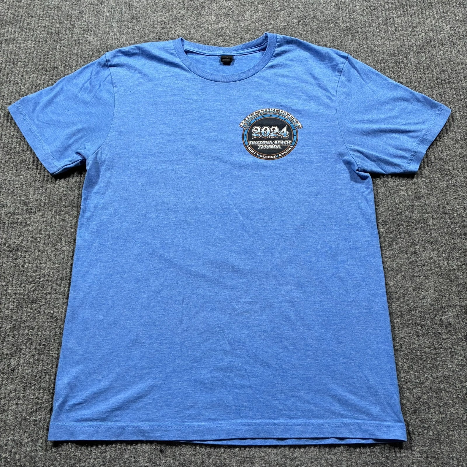 Biketoberfest 2024 Mens TShirt Size M Blue Short Sleeve Daytona Beach Florida